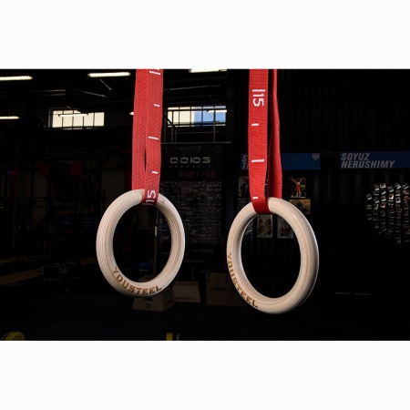 Купить Кольца гимнастические 32 мм красные стропы в Нефтекумске 