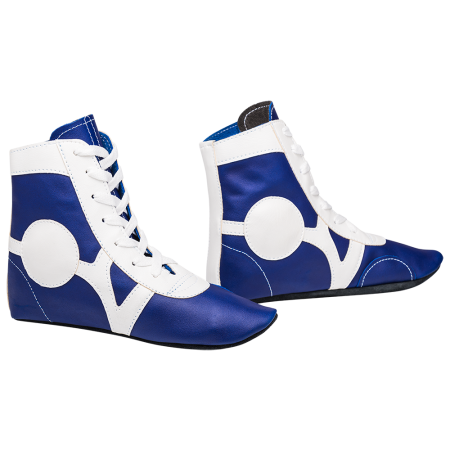Купить Обувь для самбо SM-0102, кожа, синий Rusco в Нефтекумске 
