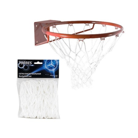 Купить Сетка баскетбольная Torres, нить 4 мм, белая в Нефтекумске 