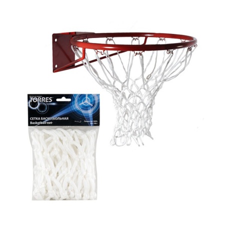 Купить Сетка баскетбольная Torres, нить 6 мм, белая в Нефтекумске 